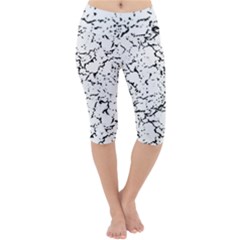 Black And White Grunge Abstract Print Lightweight Velour Cropped Yoga Leggings