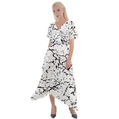 Black And White Grunge Abstract Print Cross Front Sharkbite Hem Maxi Dress by dflcprintsclothing