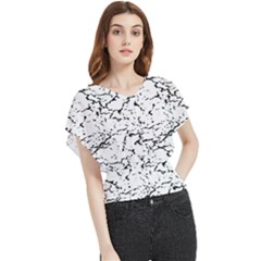 Black And White Grunge Abstract Print Butterfly Chiffon Blouse