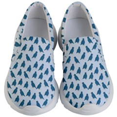 Cute Minimalistic Pattern With Blue Birds In  Scandinavian Style Kids Lightweight Slip Ons by EvgeniiaBychkova