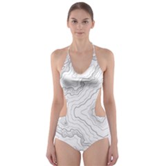 Topography Map Cut-out One Piece Swimsuit by goljakoff