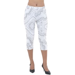 Topography Map Lightweight Velour Capri Leggings  by goljakoff