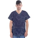 Blue Topography Men s V-Neck Scrub Top View1