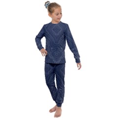 Blue Topography Kids  Long Sleeve Set  by goljakoff