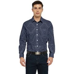 Blue Topography Men s Long Sleeve Pocket Shirt  by goljakoff