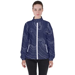 Topography Map Women s High Neck Windbreaker by goljakoff