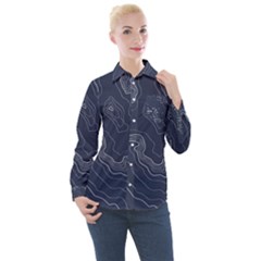 Topography Map Women s Long Sleeve Pocket Shirt