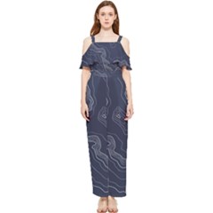 Topography Map Draped Sleeveless Chiffon Jumpsuit