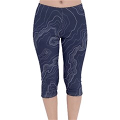 Topography Map Velvet Capri Leggings  by goljakoff