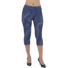 Topography Map Lightweight Velour Capri Leggings  by goljakoff