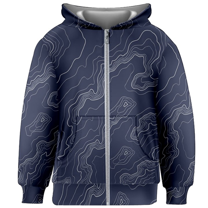 Topography map Kids  Zipper Hoodie Without Drawstring