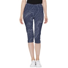 Topography Map Inside Out Lightweight Velour Capri Leggings  by goljakoff