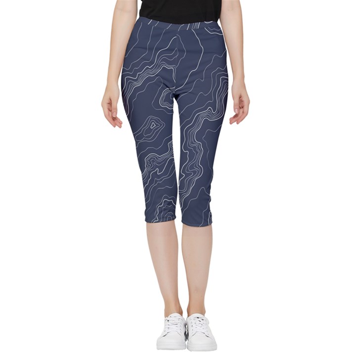 Topography map Inside Out Lightweight Velour Capri Leggings 