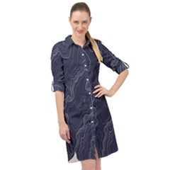 Topography Map Long Sleeve Mini Shirt Dress by goljakoff