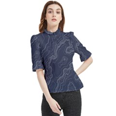 Topography Map Frill Neck Blouse