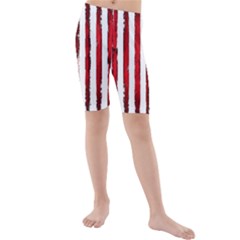 Red Stripes Kids  Mid Length Swim Shorts by goljakoff