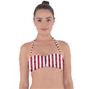 Red stripes Halter Bandeau Bikini Top View1