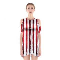 Red Stripes Shoulder Cutout One Piece Dress by goljakoff