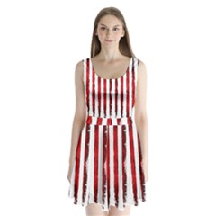 Red Stripes Split Back Mini Dress  by goljakoff