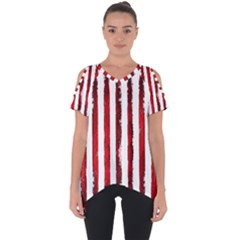 Red Stripes Cut Out Side Drop Tee by goljakoff