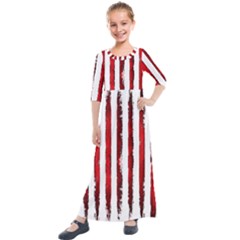 Red Stripes Kids  Quarter Sleeve Maxi Dress by goljakoff