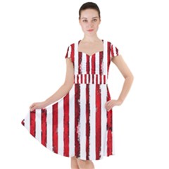 Red Stripes Cap Sleeve Midi Dress by goljakoff