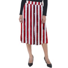 Red Stripes Classic Velour Midi Skirt  by goljakoff