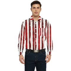 Red Stripes Men s Long Sleeve Pocket Shirt 