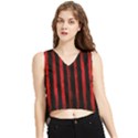 Red lines V-Neck Cropped Tank Top View1