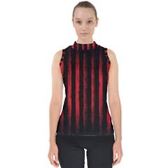 Red Lines Mock Neck Shell Top by goljakoff