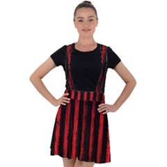 Red Lines Velvet Suspender Skater Skirt by goljakoff