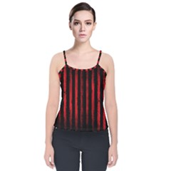 Red Lines Velvet Spaghetti Strap Top by goljakoff