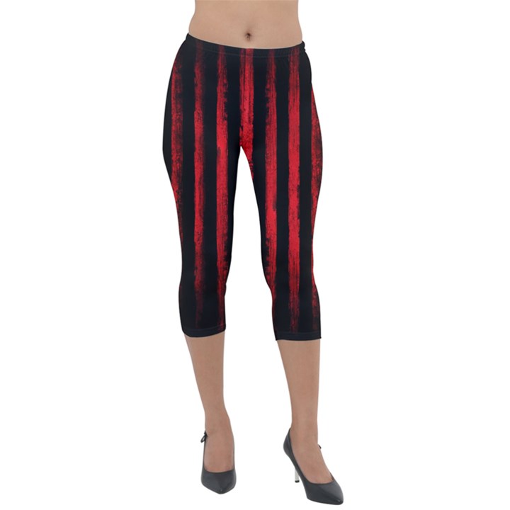 Red lines Lightweight Velour Capri Leggings 