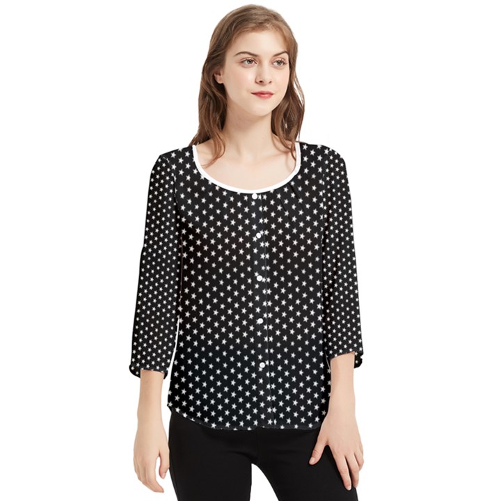 Stars on black ink Chiffon Quarter Sleeve Blouse