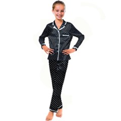 Stars On Black Ink Kid s Satin Long Sleeve Pajamas Set