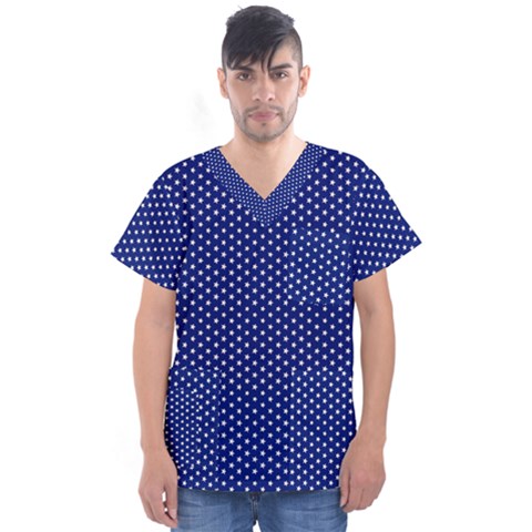 Stars Blue Ink Men s V-neck Scrub Top by goljakoff