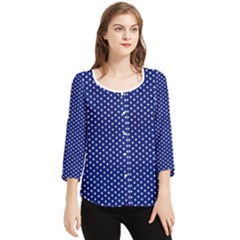 Stars Blue Ink Chiffon Quarter Sleeve Blouse by goljakoff