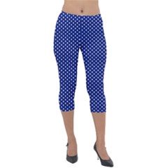 Stars Blue Ink Lightweight Velour Capri Leggings  by goljakoff