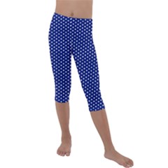 Stars Blue Ink Kids  Lightweight Velour Capri Leggings  by goljakoff