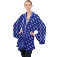 Stars Blue Ink Long Sleeve Velvet Kimono  by goljakoff