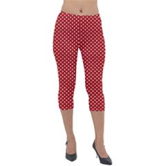 Stars Red Ink Lightweight Velour Capri Leggings  by goljakoff