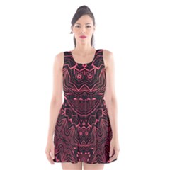 Burgundy Scoop Neck Skater Dress by LW323