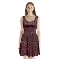 Burgundy Split Back Mini Dress  by LW323