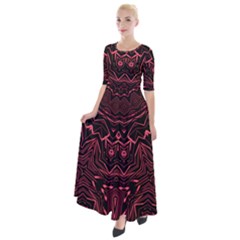 Burgundy Half Sleeves Maxi Dress by LW323