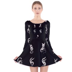 Katzen Cats Katzen Cats Long Sleeve Velvet Skater Dress