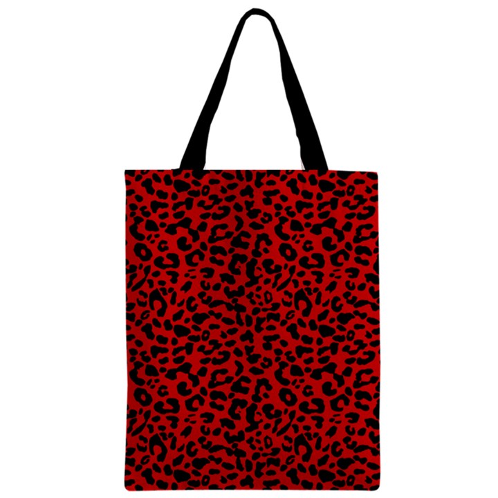 Red and black leopard spots, animal fur Zipper Classic Tote Bag