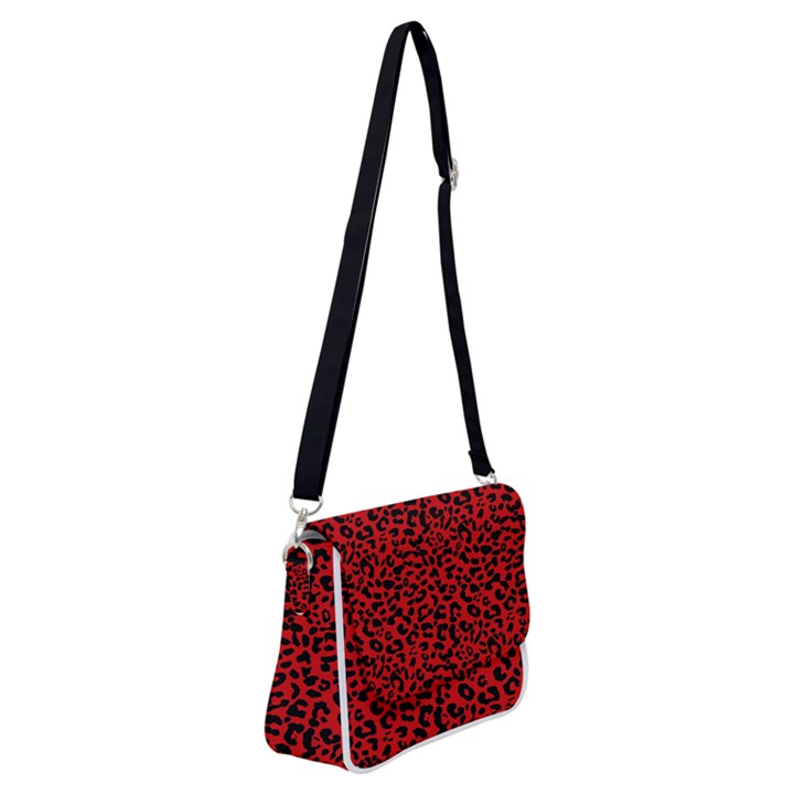 Red and black leopard spots, animal fur Shoulder Bag with Back Zipper