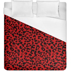 Red And Black Leopard Spots, Animal Fur Duvet Cover (king Size) by Casemiro