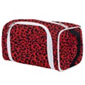 Red and black leopard spots, animal fur Toiletries Pouch View1