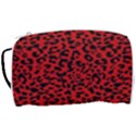 Red and black leopard spots, animal fur Toiletries Pouch View3